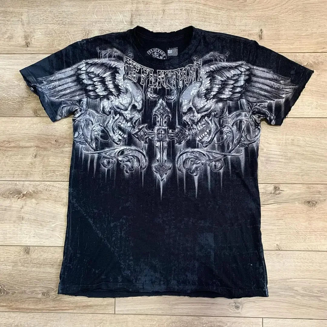 Summer American High Street Harajuku Retro y2k Hip-Hop TShirt Couple Printing Loose Joker Simple Casual T Shirt Short Sleeve