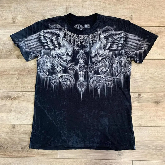 Summer American High Street Harajuku Retro y2k Hip-Hop TShirt Couple Printing Loose Joker Simple Casual T Shirt Short Sleeve