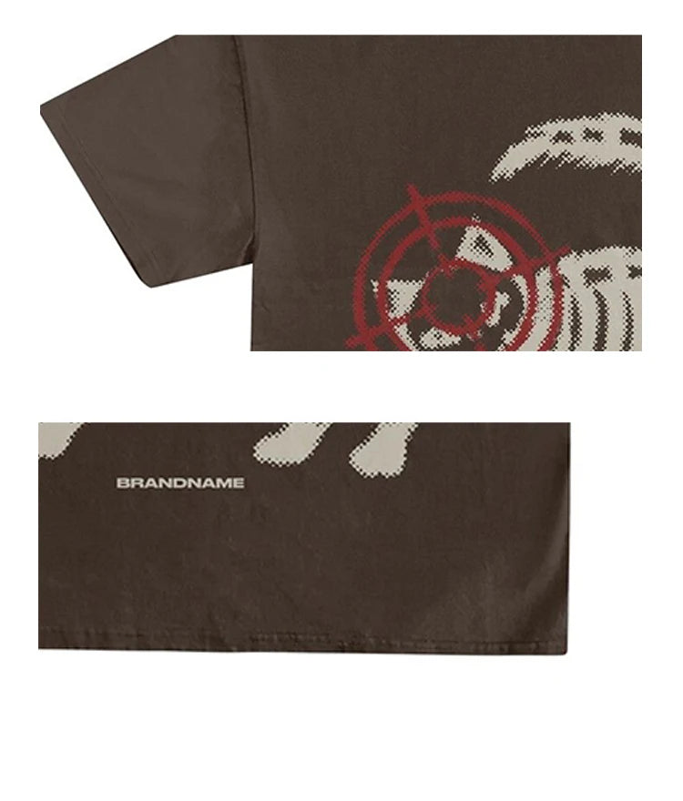 Retro Printed Men's Women's High Street Mechanical Cat Trendy Brand Loose All-Match Streetwear Couple Short Sleeved Y2K T-shirts