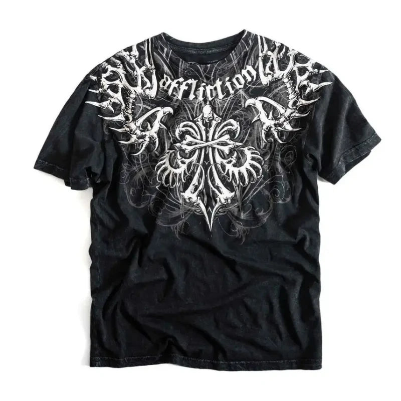 Summer American High Street Harajuku Retro y2k Hip-Hop TShirt Couple Printing Loose Joker Simple Casual T Shirt Short Sleeve