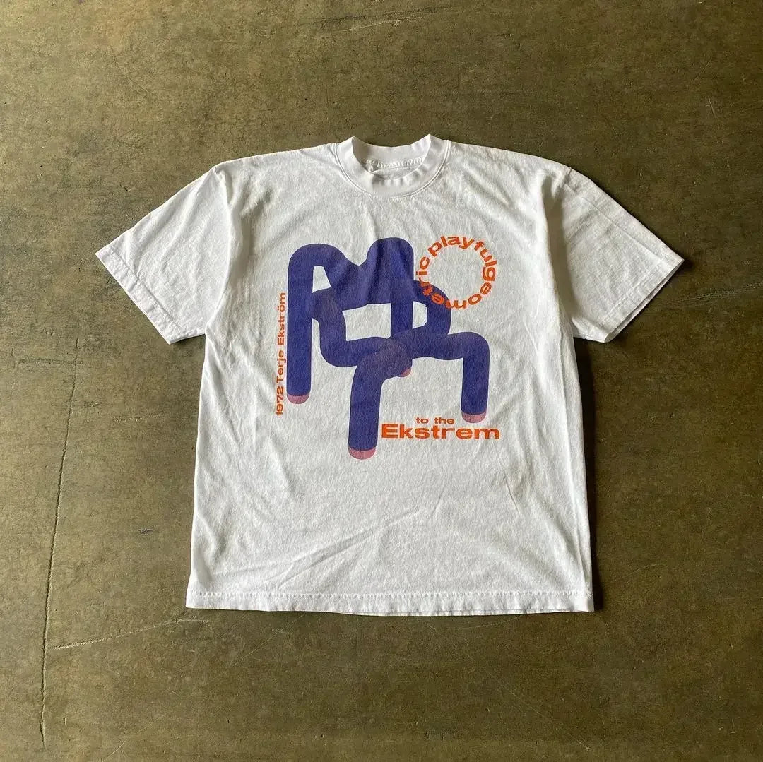 Summer American High Street Harajuku Retro y2k Hip-Hop TShirt Couple Printing Loose Joker Simple Casual T Shirt Short Sleeve